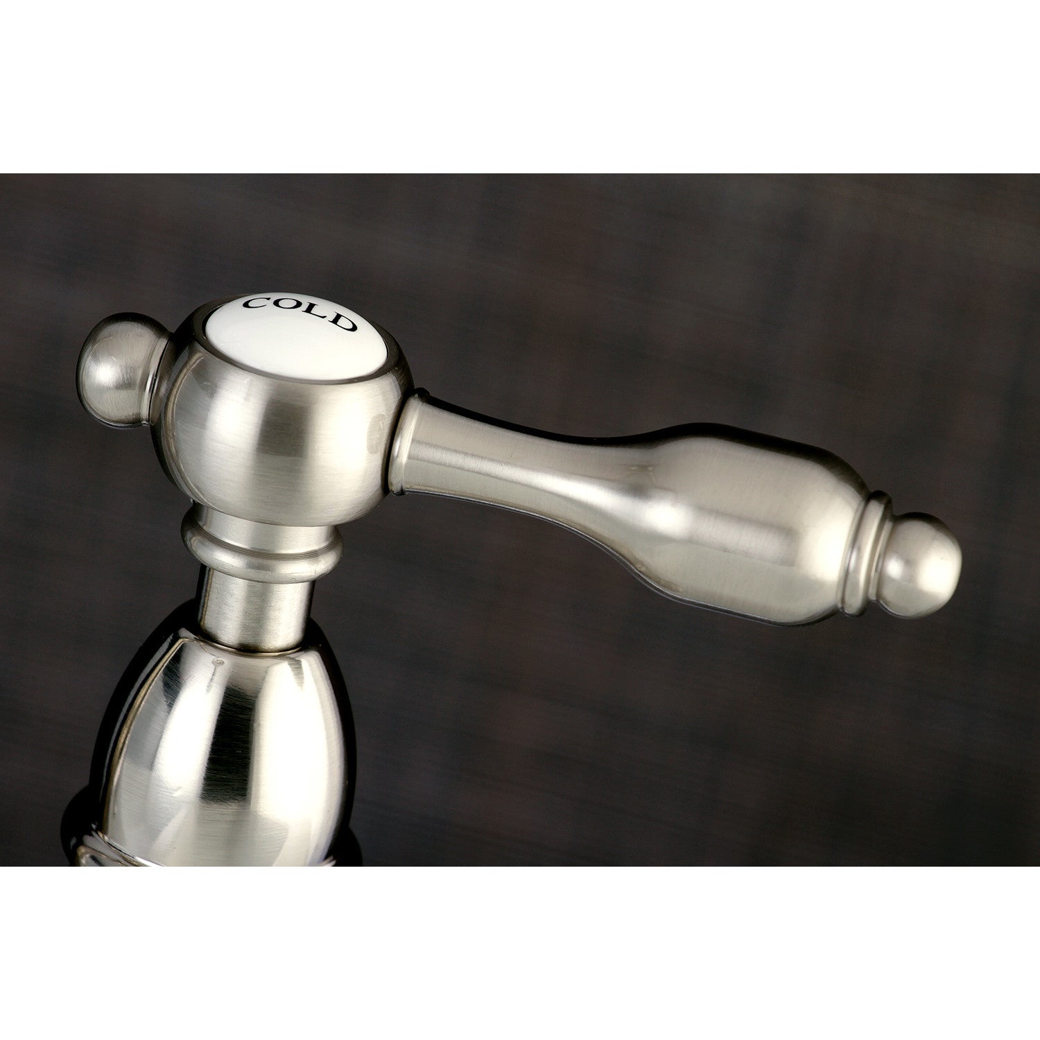 Kingston Heirloom KS1178TAL - Tudor Two-Handle 2-Hole Deck Mount Bridge Kitchen Faucet, Brushed Nickel — thumbnail 2